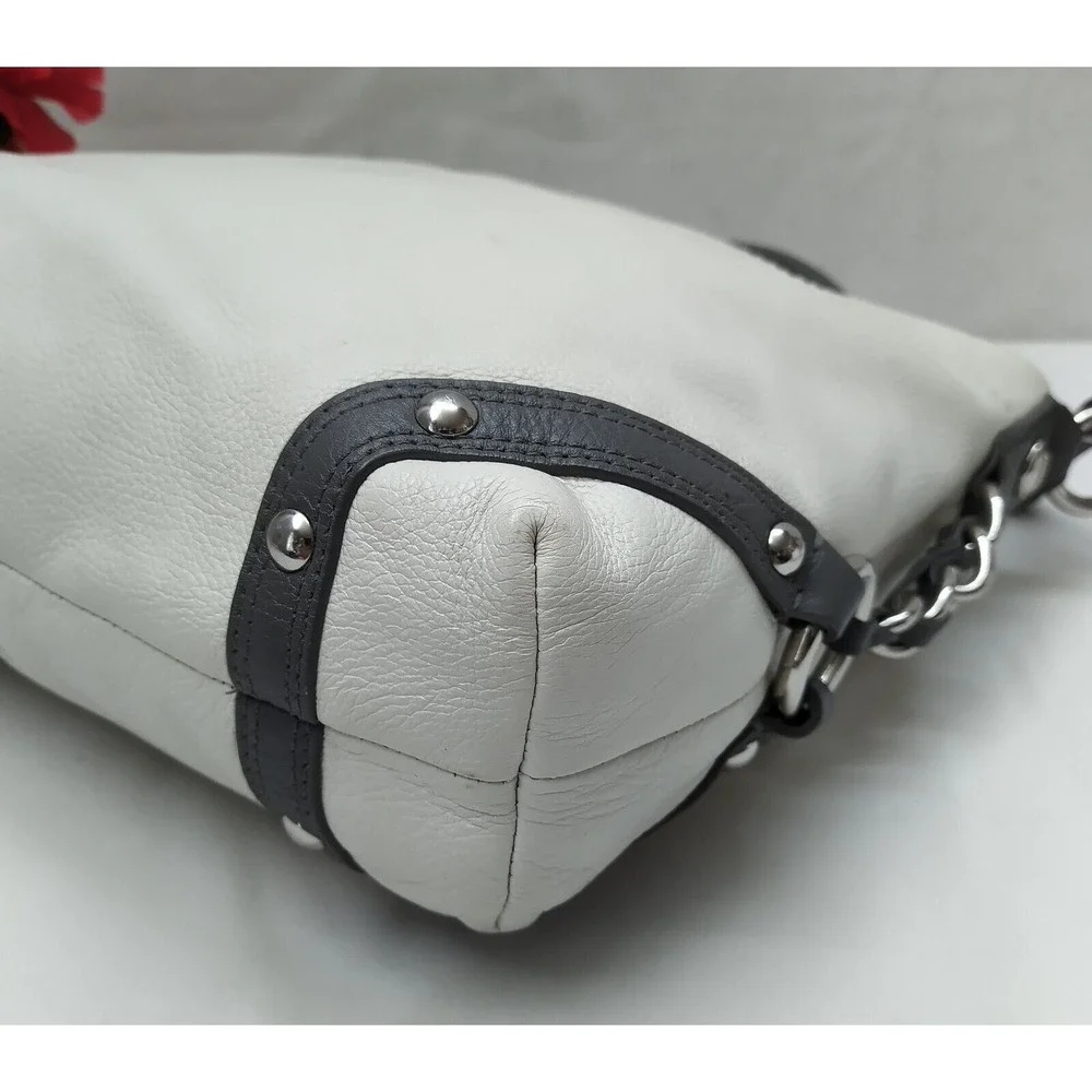 Coach Zoe White Leather Zipper Closure Hobo Shoulder Bag